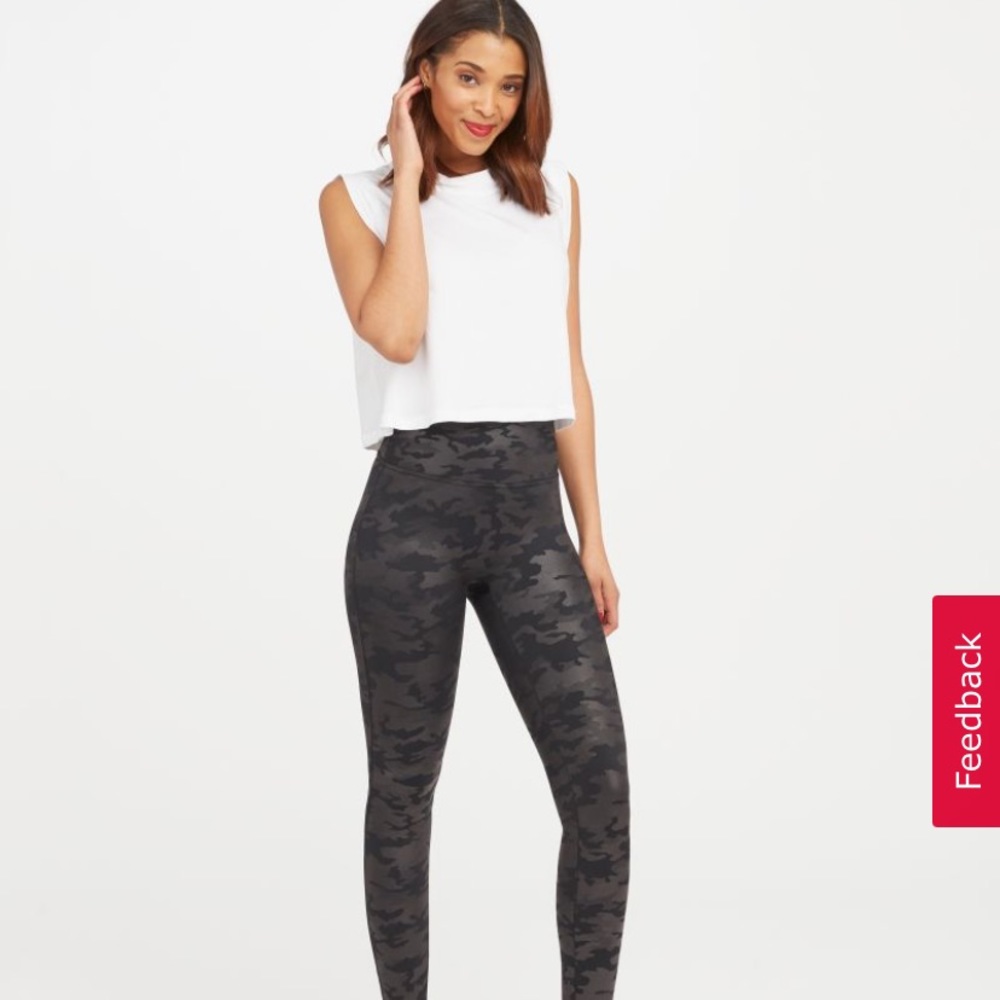 Spank Faux Leather Camo Legging